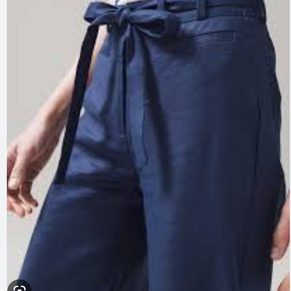 White House Black Market WHBM linen wide leg pants in size 2 Regular - Picture 2 of 4